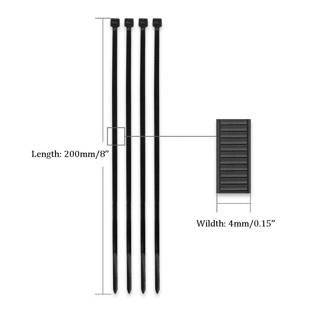4x200MM Self Locking Nylon Cable Ties, 8” Standard Zip Tie